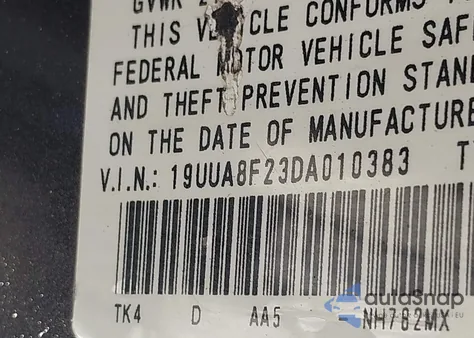 2013 Acura Tl 3.5 from USA, damaged, VIN 19UUA8F23DA010383